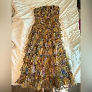 Mac Duggal floral ruffle tiered dress